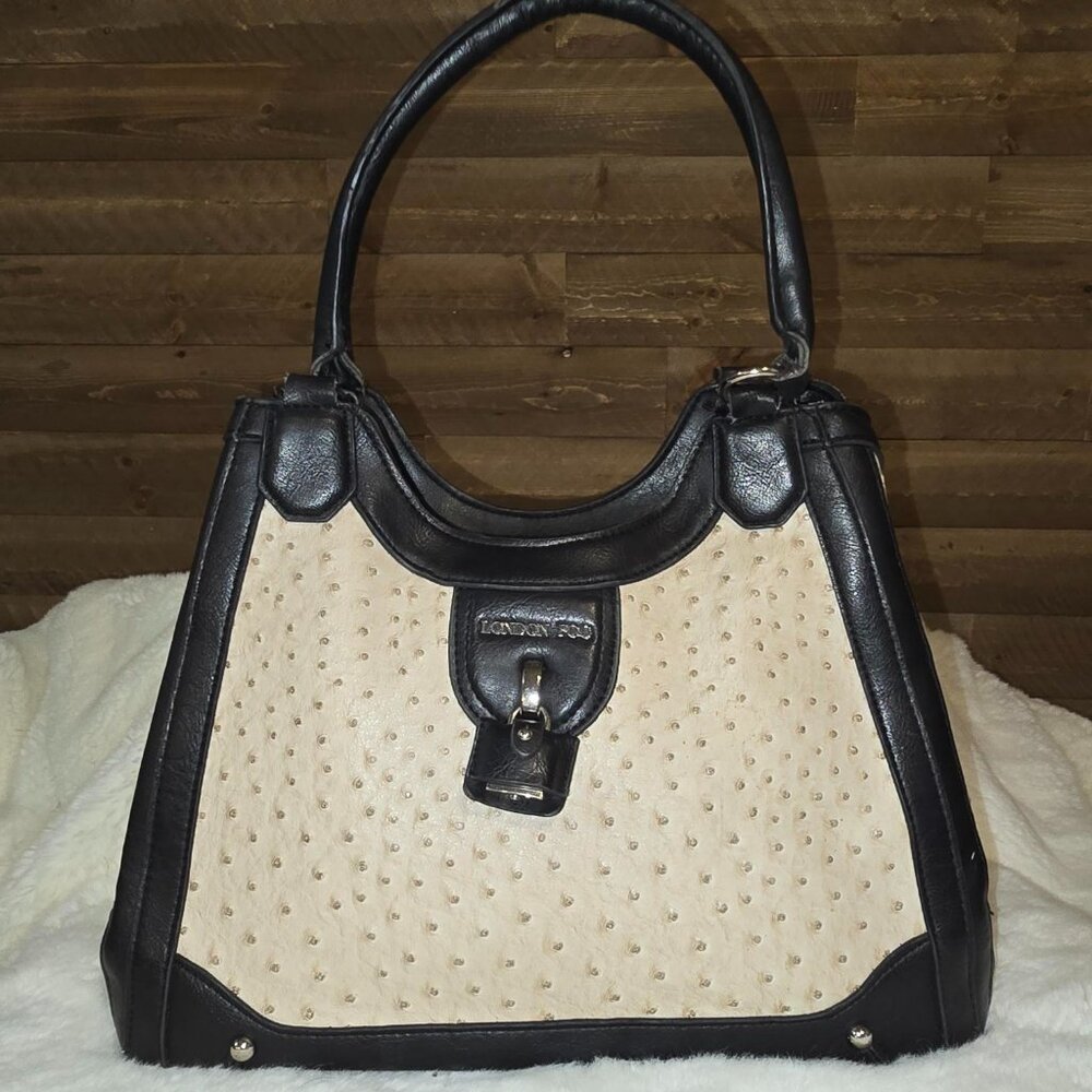 London Fog Faux Leather (Ostrich Embossed) Shoulder Bag